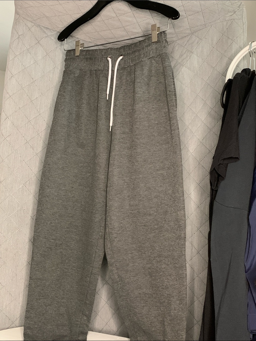 #203 Streetwear Society Gray Track Joggers with White Drawstring
